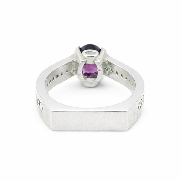 2.25 Ct. Purple Amethyst Ring Oval Cut 925 Sterling Silver Eternity Band Fine Gi