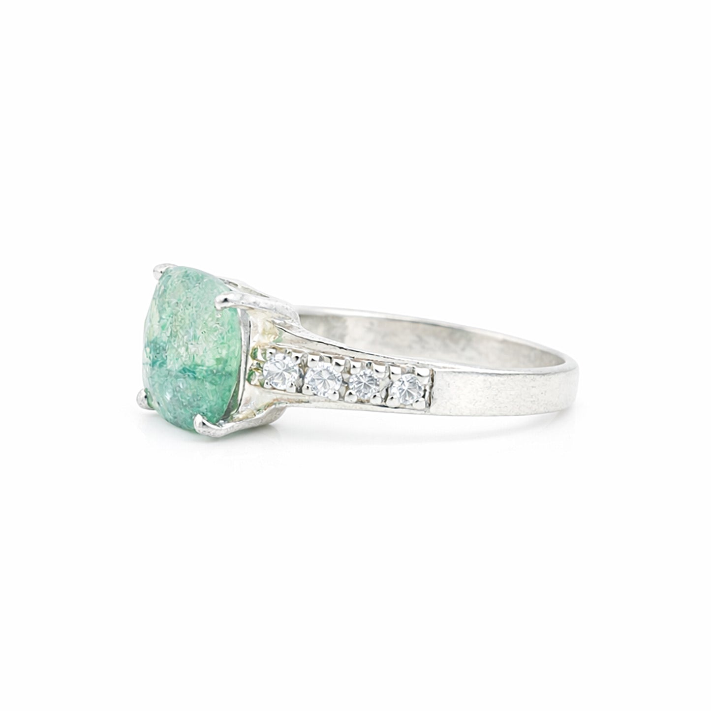 Emerald Oval Solitaire Gemstone Ring 2.45 Ct. 925 Sterling Silver Women Gift Her