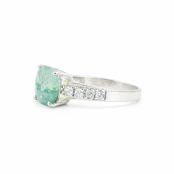 Emerald Oval Solitaire Gemstone Ring 2.45 Ct. 925 Sterling Silver Women Gift Her