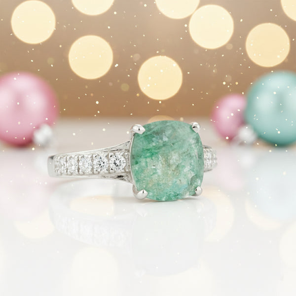 Emerald Oval Solitaire Gemstone Ring 2.45 Ct. 925 Sterling Silver Women Gift Her