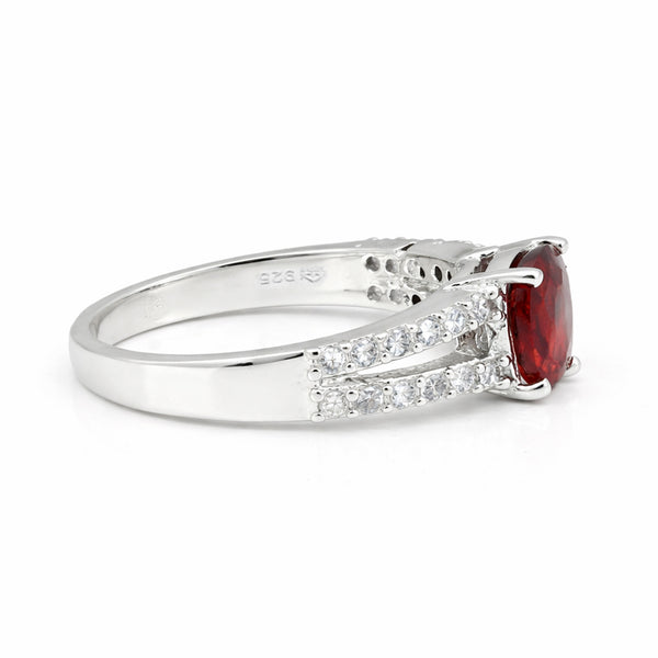2.64 Ct. Ruby Round Solitaire Ring 925 Sterling Silver Anniversary Fine Jewelry