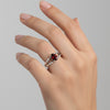 Red Garnet Solitaire Ring 3.73 Ct. Oval Cut 925 Sterling Silver Stackable Band