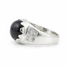 Black Pearl Round Cut Ring 3.50 Ct in 925 Sterling Silver for Anniversary