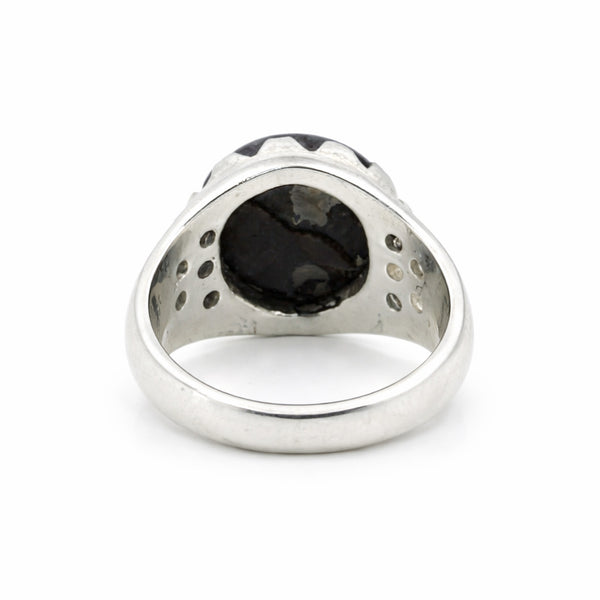 Black Pearl Round Cut Ring 3.50 Ct in 925 Sterling Silver for Anniversary