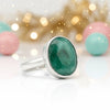 Certified Oval Cut Green Emerald 8.00 Ct Ring in 925 Sterling Silver for Women