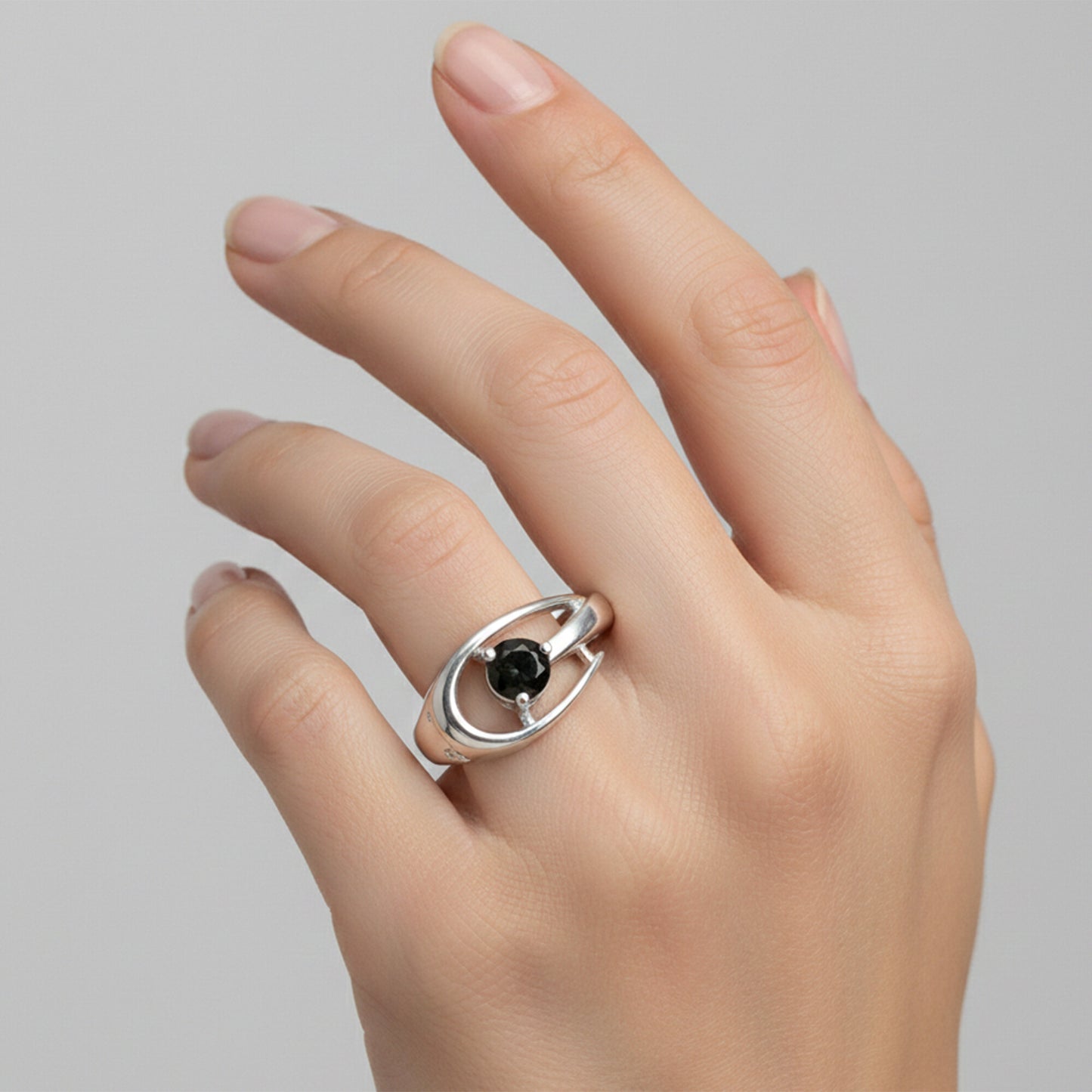Certified Round Brown Topaz Ring in 925 Sterling Silver for Women Cocktail Style