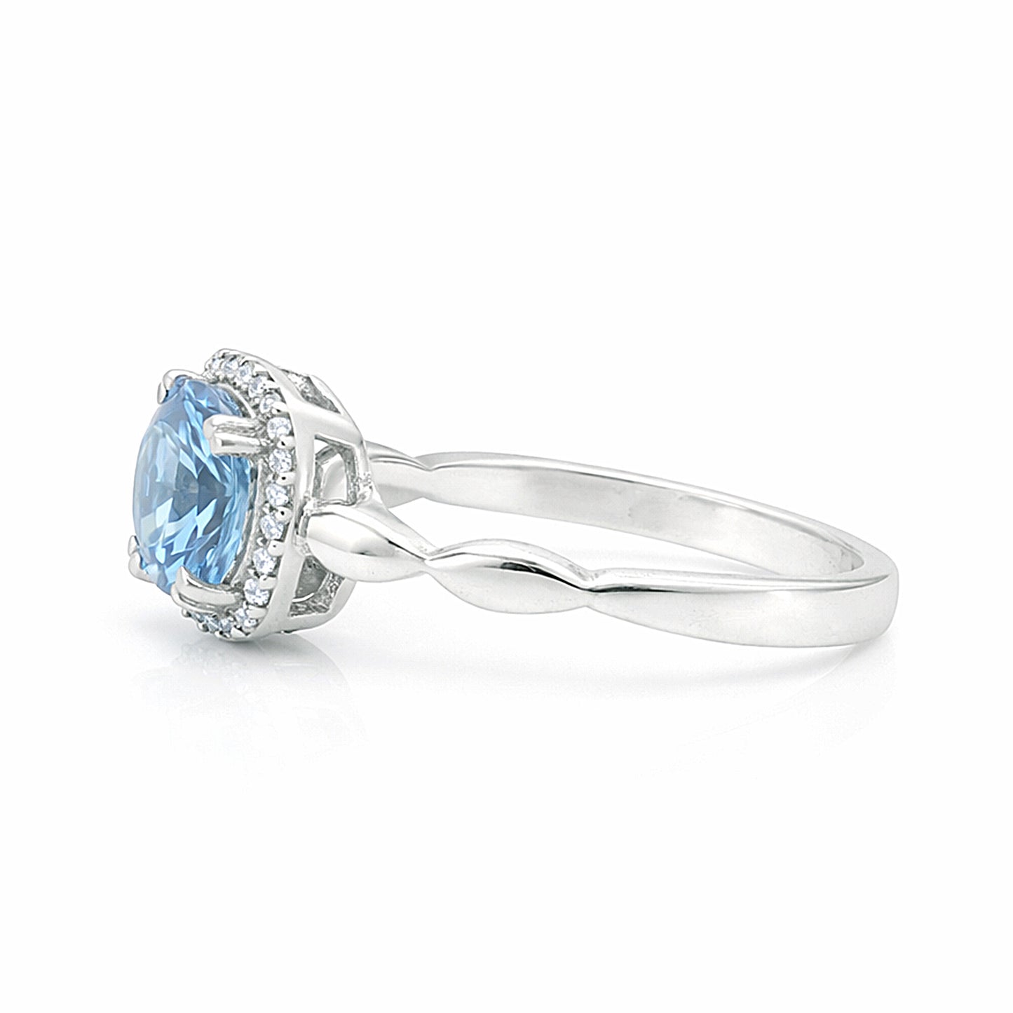 Certified Blue Aquamarine 5.50 Ct Round Cut Ring 925 Sterling Silver for Wedding