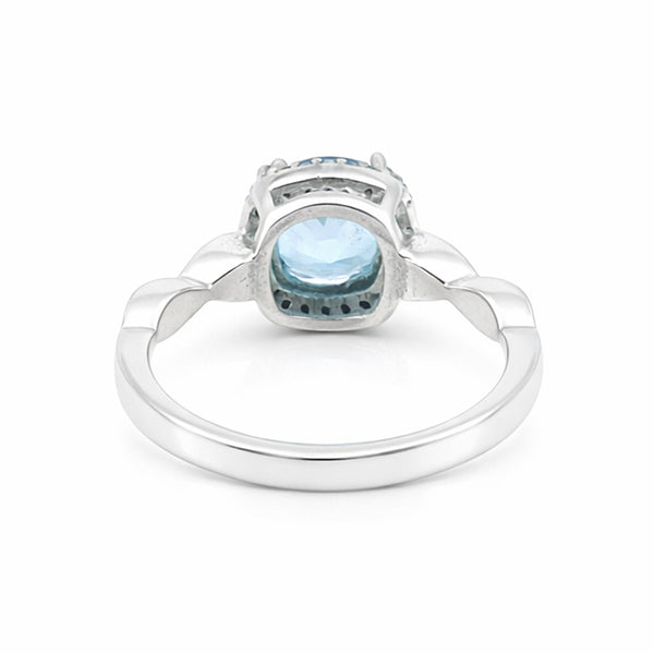 Certified Blue Aquamarine 5.50 Ct Round Cut Ring 925 Sterling Silver for Wedding