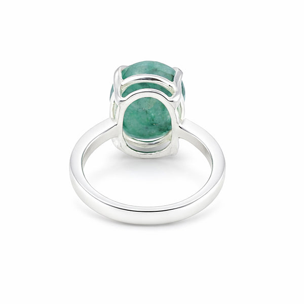 Certified Oval Cut Green Emerald 3.50 Ct Ring in 925 Sterling Silver for Women