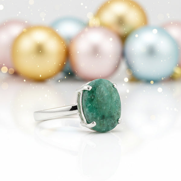 Certified Oval Cut Green Emerald 3.50 Ct Ring in 925 Sterling Silver for Women