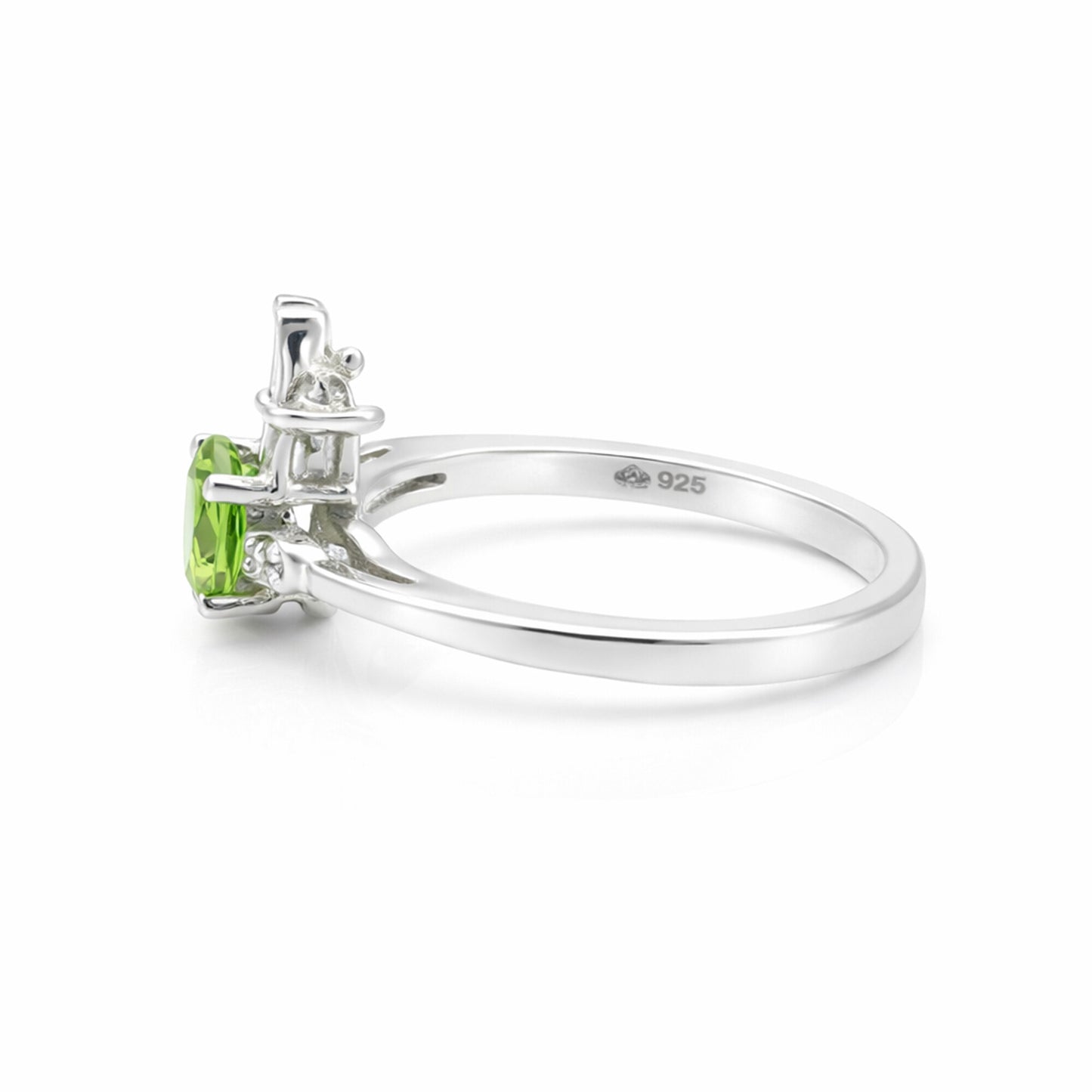 Green Amethyst Round Ring Set in 925 Sterling Silver for Her Trendy Pick