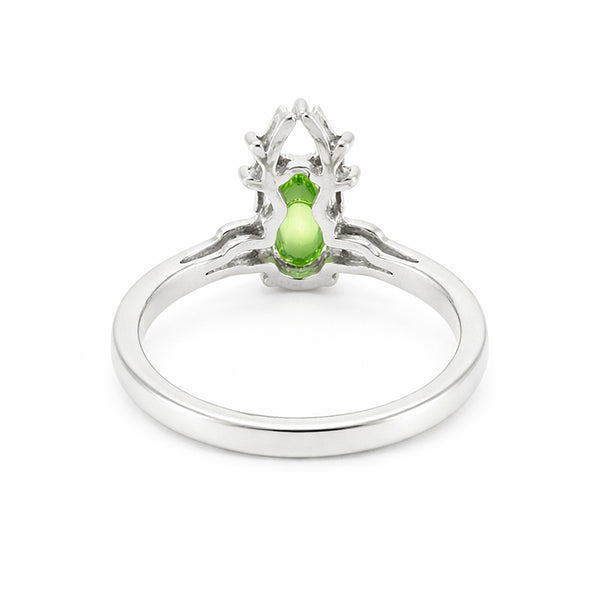 Green Amethyst Round Ring Set in 925 Sterling Silver for Her Trendy Pick