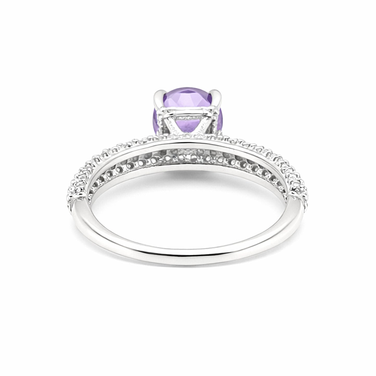 925 Sterling Silver Purple Amethyst Round Cut Ring for Women Timeless Design