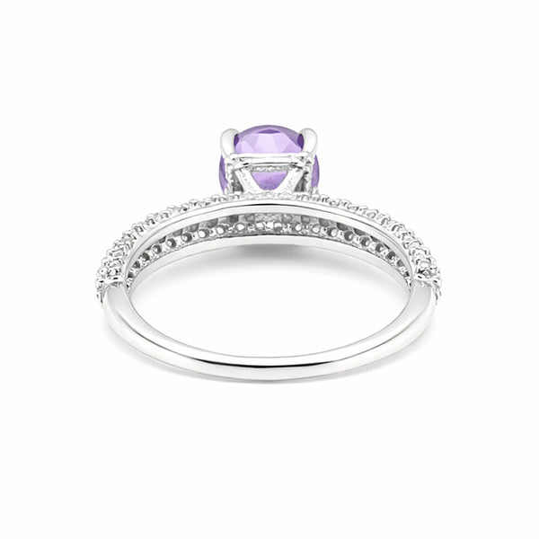 925 Sterling Silver Purple Amethyst Round Cut Ring for Women Timeless Design