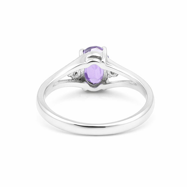 Oval Purple Amethyst Statement Ring in 925 Sterling Silver for Women Chic Design