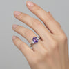 Oval Purple Amethyst Statement Ring in 925 Sterling Silver for Women Chic Design