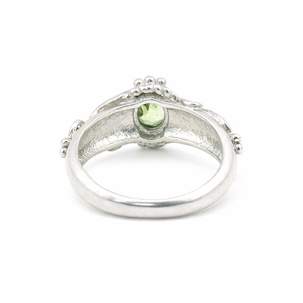 Certified Fashion Green Amethyst Oval Ring in 925 Sterling Silver for Her