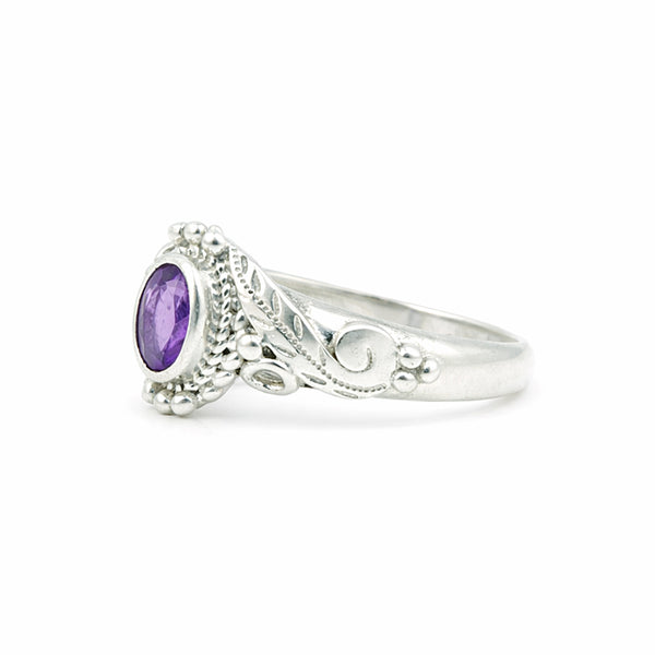 Handmade Oval Cut Purple Amethyst Ring in 925 Sterling Silver for Wedding