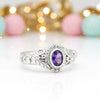 Handmade Oval Cut Purple Amethyst Ring in 925 Sterling Silver for Wedding