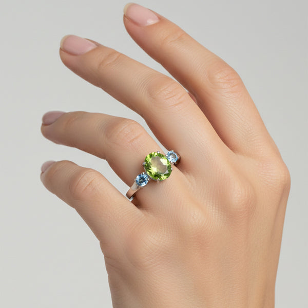 Luxury Green Amethyst Oval Ring in 925 Sterling Silver for Women Elegant Look