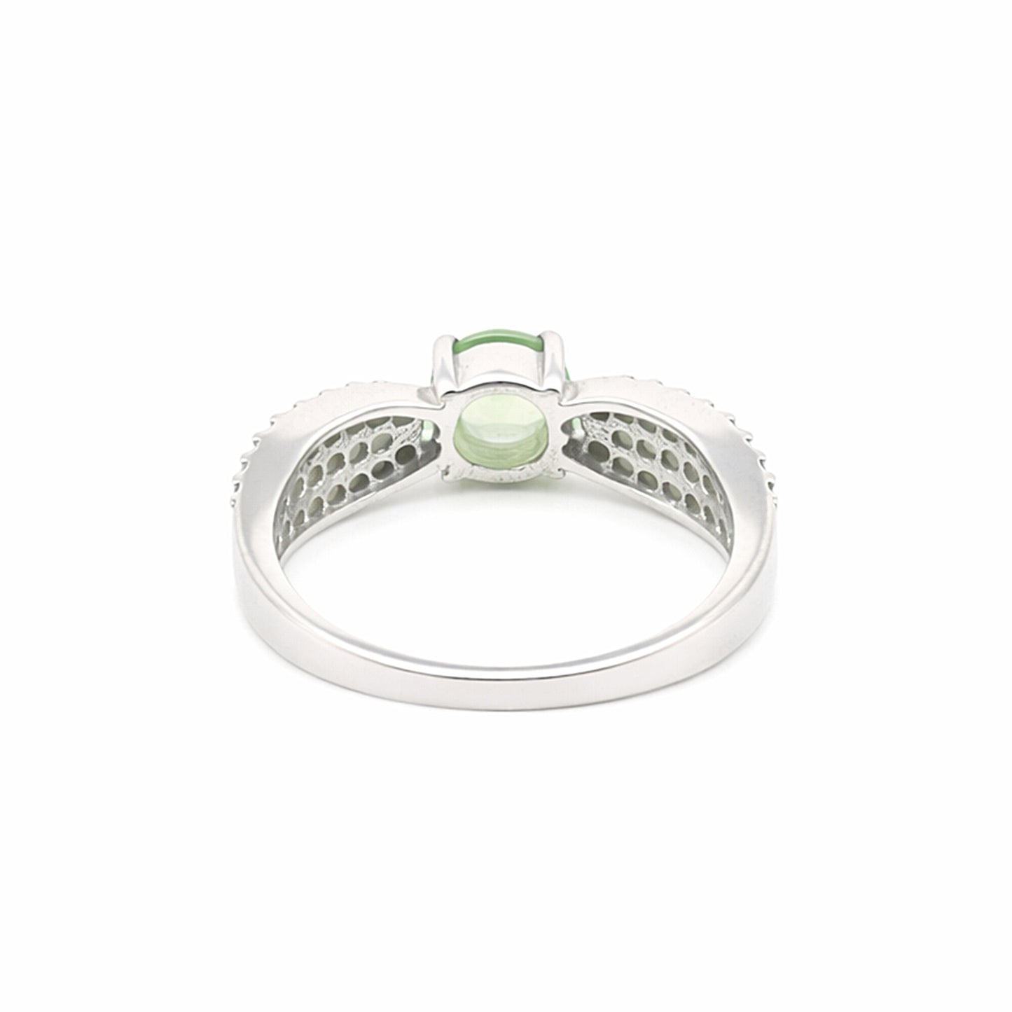 Green Amethyst 7.20 Ct Round Cut Ring in 925 Sterling Silver for Her Chic Design