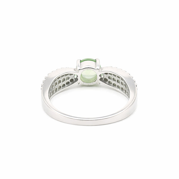 Green Amethyst 7.20 Ct Round Cut Ring in 925 Sterling Silver for Her Chic Design