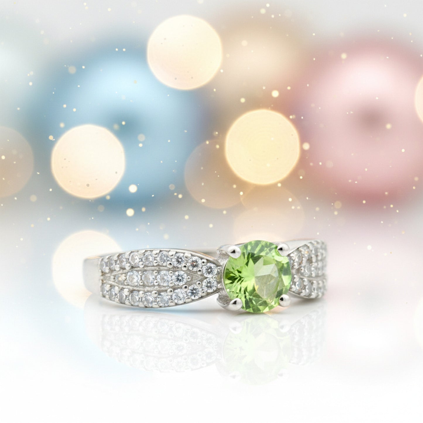 Green Amethyst 7.20 Ct Round Cut Ring in 925 Sterling Silver for Her Chic Design