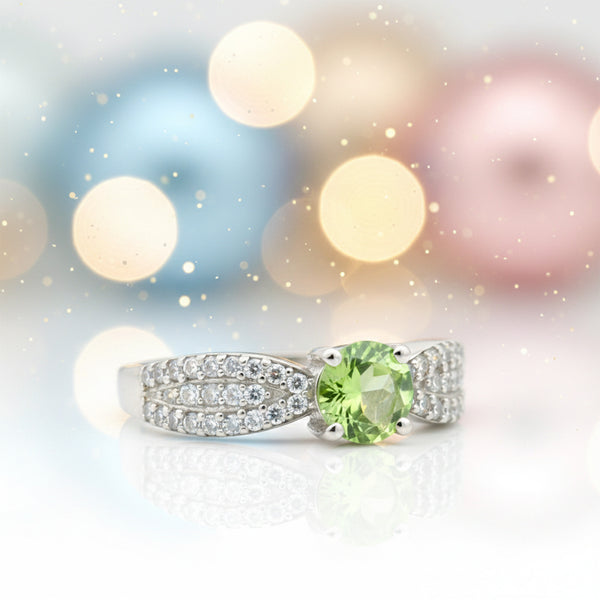 Green Amethyst 7.20 Ct Round Cut Ring in 925 Sterling Silver for Her Chic Design