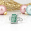 925 Sterling Silver Emerald Cut Green Emerald Ring 4.20 Ct for Wedding