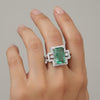 925 Sterling Silver Emerald Cut Green Emerald Ring 4.20 Ct for Wedding