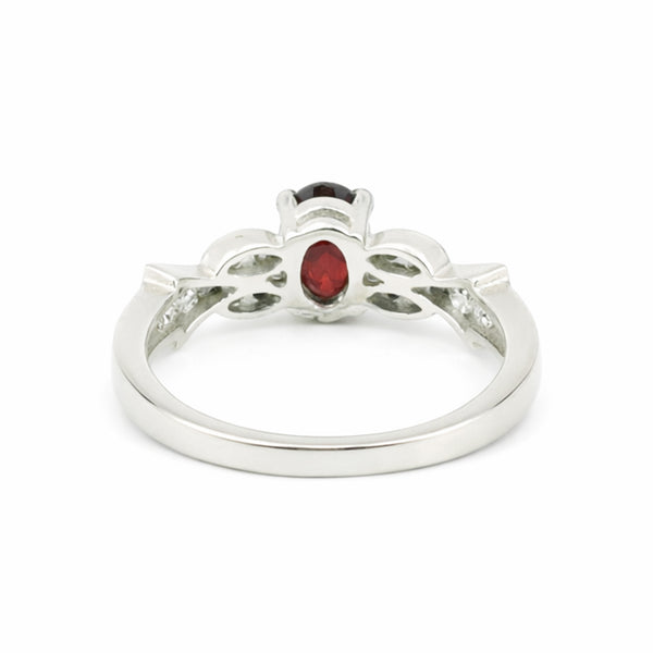 Red Garnet Ring Oval Cut 7.00 Ct 925 Sterling Silver Gift for Her Modern Design