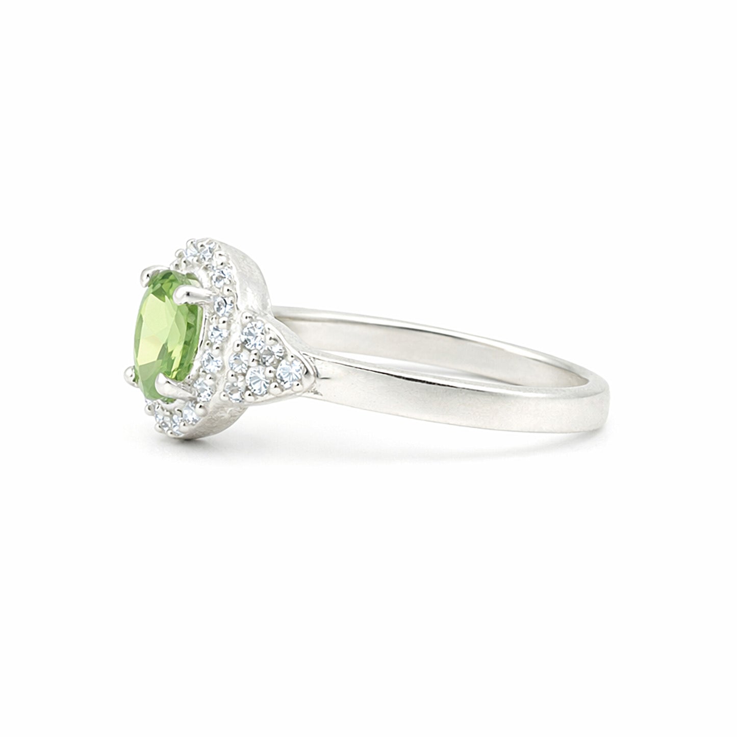 Fine Jewelry Green Amethyst Ring Oval Cut in 925 Sterling Silver for Anniversary