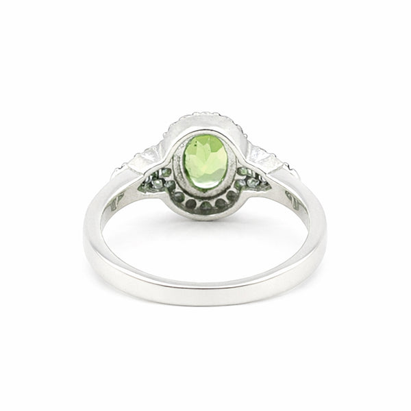 Fine Jewelry Green Amethyst Ring Oval Cut in 925 Sterling Silver for Anniversary