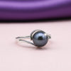 Black Pearl Round Ring Set in 925 Sterling Silver for Her Bridal Style