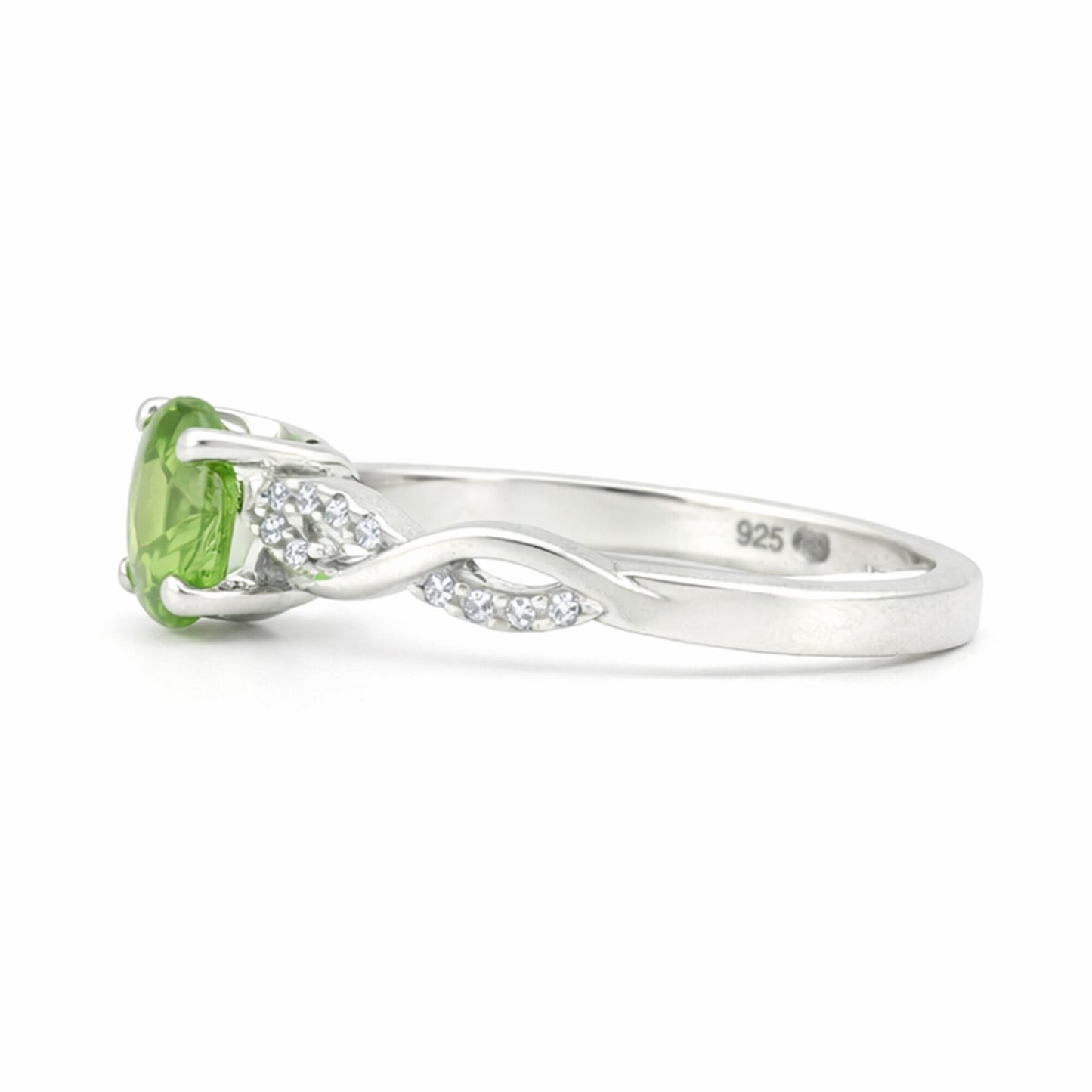 Elegant Round Green Amethyst Ring Handcrafted in 925 Sterling Silver for Women
