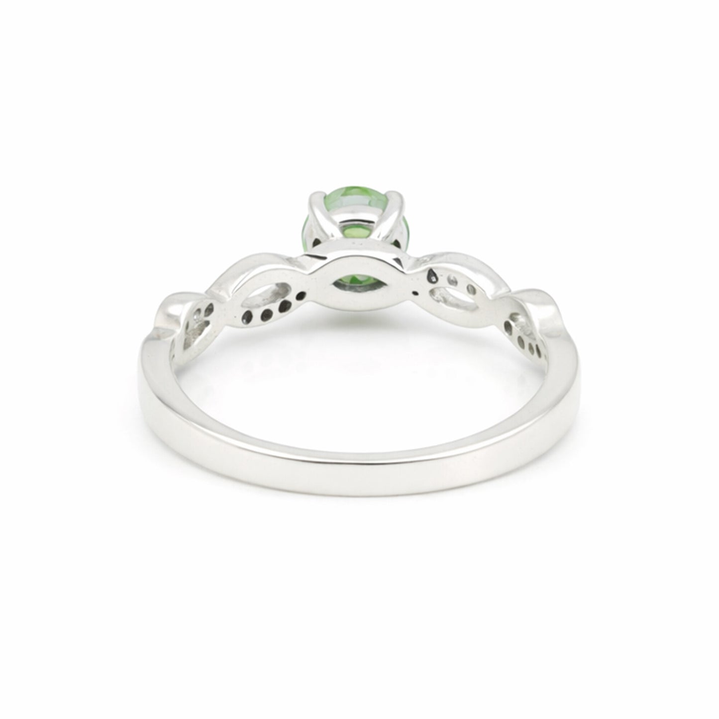Elegant Round Green Amethyst Ring Handcrafted in 925 Sterling Silver for Women