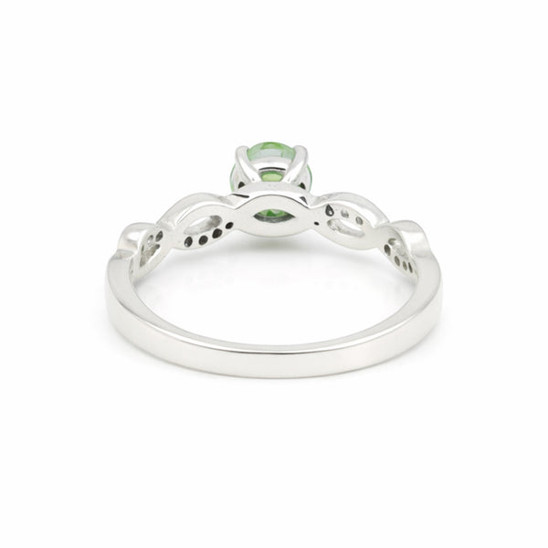 Elegant Round Green Amethyst Ring Handcrafted in 925 Sterling Silver for Women