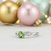 Elegant Round Green Amethyst Ring Handcrafted in 925 Sterling Silver for Women