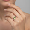 Elegant Round Green Amethyst Ring Handcrafted in 925 Sterling Silver for Women