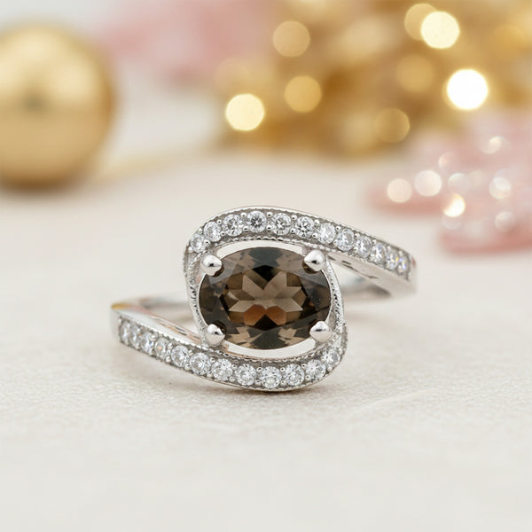 Brown Topaz 6.60 Ct Ring in 925 Sterling Silver Handmade for Women Fine Jewelry