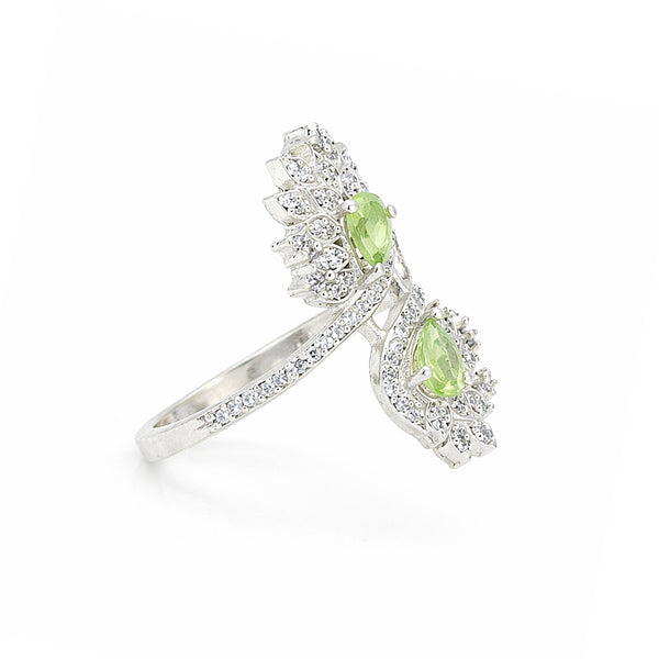 925 Sterling Silver Green Amethyst Oval Cut Ring for Women Statement Piece