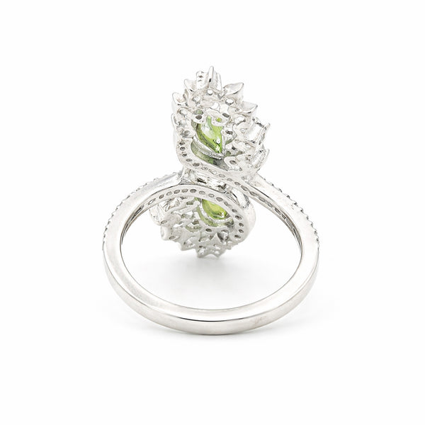 925 Sterling Silver Green Amethyst Oval Cut Ring for Women Statement Piece