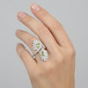 925 Sterling Silver Green Amethyst Oval Cut Ring for Women Statement Piece