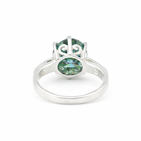 Blue Moissanite Ring 4.85 Ct Round Cut 925 Sterling Silver for Wedding