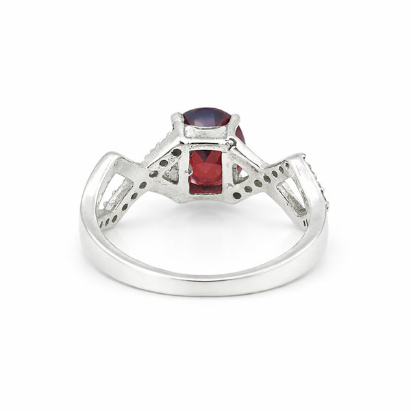 Certified Red Garnet Oval Ring Crafted in 925 Sterling Silver Gift for Her