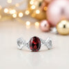Certified Red Garnet Oval Ring Crafted in 925 Sterling Silver Gift for Her