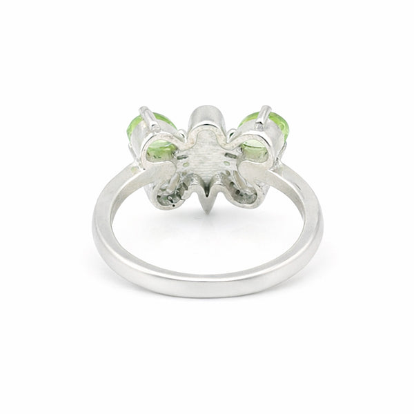 Green Amethyst Pear Cut Ring 5.65 Ct in 925 Sterling Silver for Women Boho Style