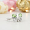 Green Amethyst Pear Cut Ring 5.65 Ct in 925 Sterling Silver for Women Boho Style