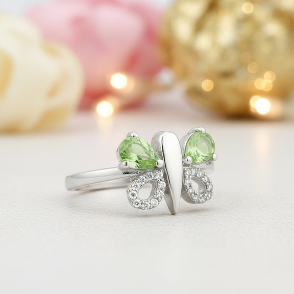 Green Amethyst Pear Cut Ring 5.65 Ct in 925 Sterling Silver for Women Boho Style