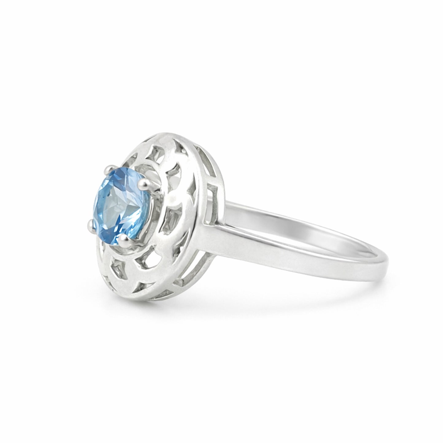 Round Blue Aquamarine Ring Crafted in 925 Sterling Silver for Her Everyday Wear